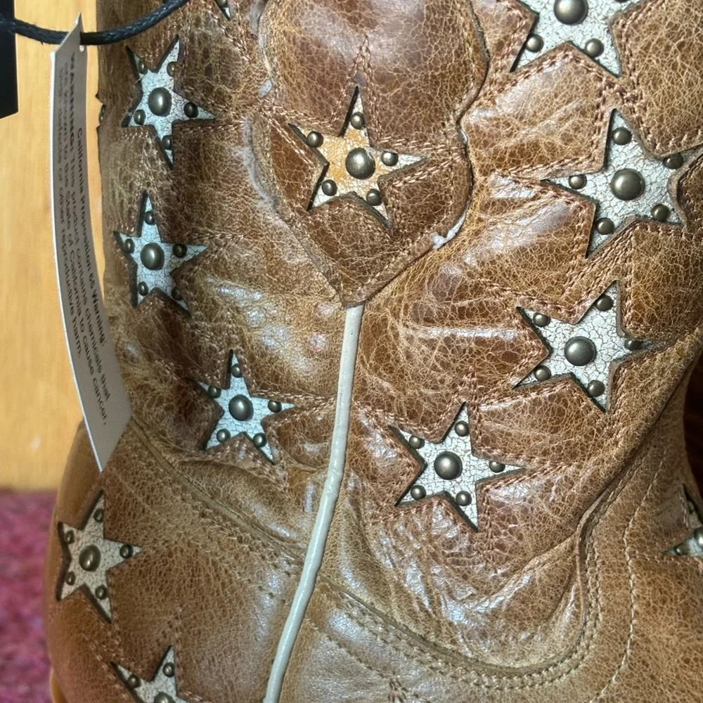 NEW Black Star Western Boots Womens Marfa Star Inlay Caramel  Sz 10B - Picture 4 of 9